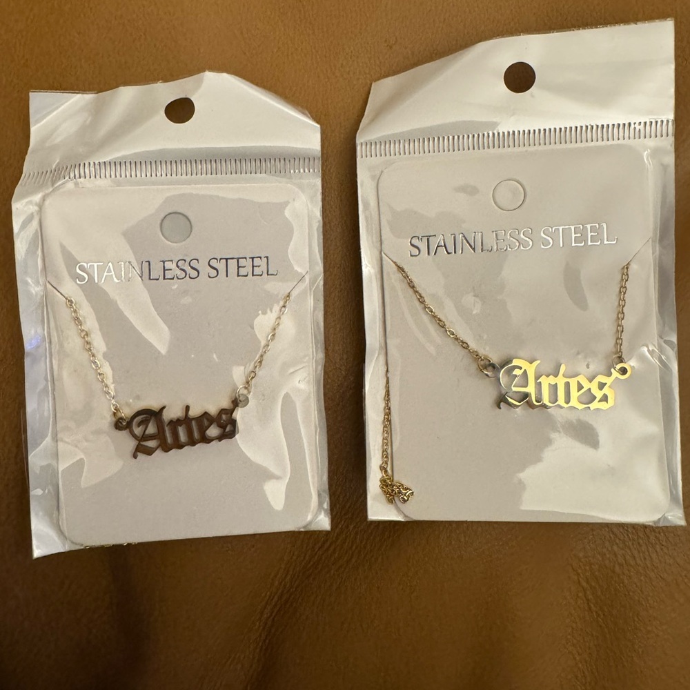 Stainless Steel Aries Necklaces - Gold Plated